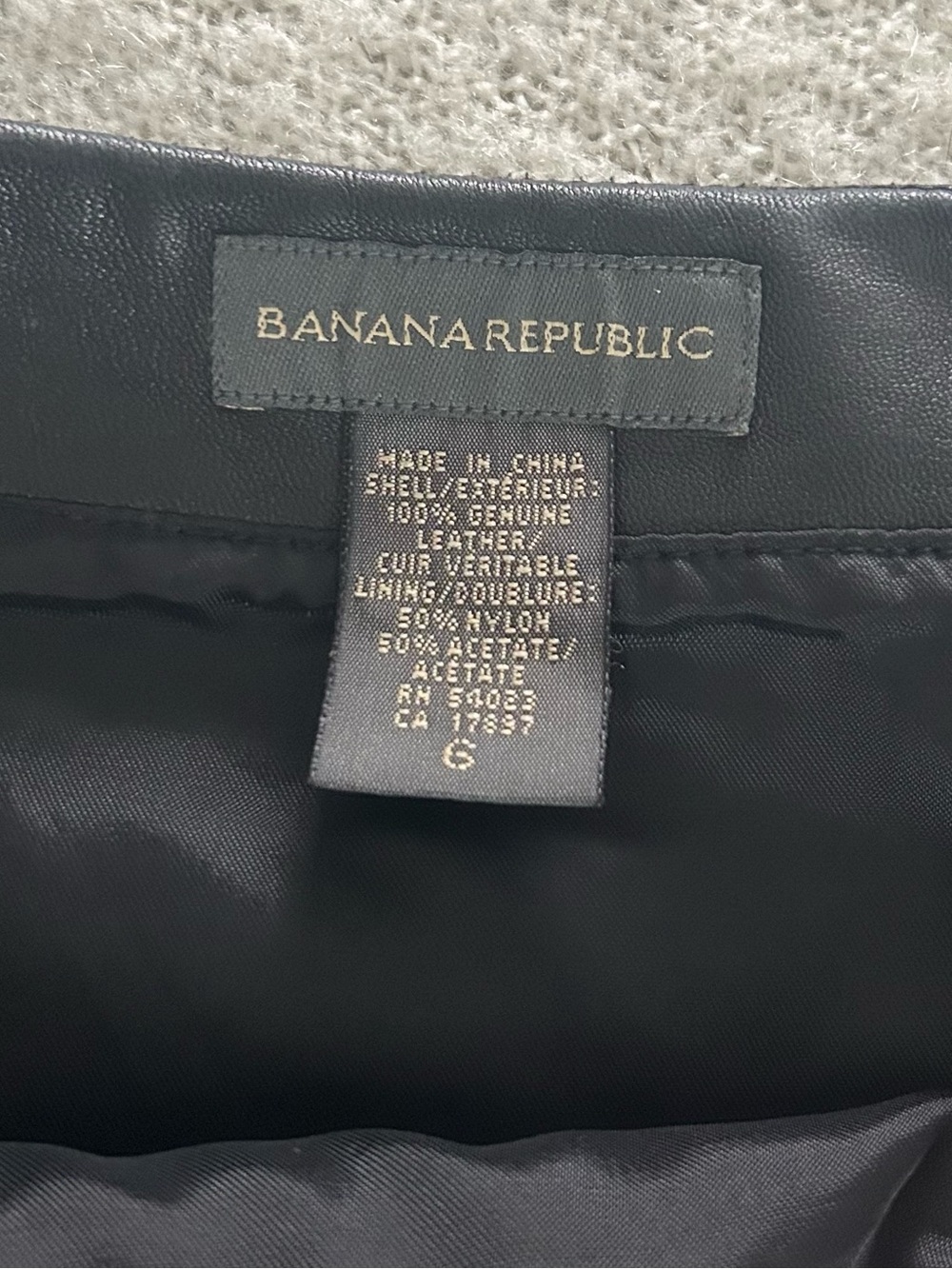 Banana Republic Black Leather Miniskirt, size 6